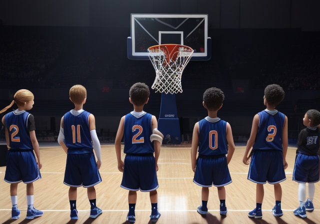 Kids standing in line getting ready for game day